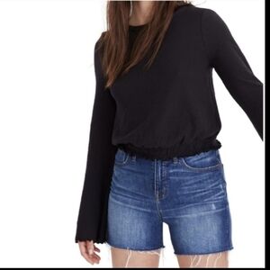 Texture & Thread Madewell smocked bell-sleeve blouse